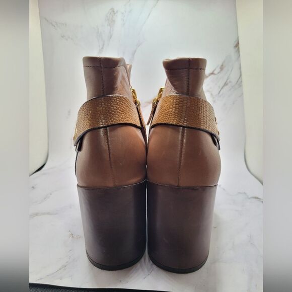 NakedFeet Leilani Leather Bootie Brown Buckle Ankle Boot Western Boho Gypsy 9.5 - Picture 6 of 13